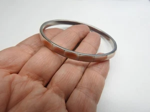 Pink White Shell Inlay Silver Tone Metal Bangle Bracelet Vintage - Picture 1 of 3