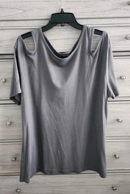 ⚘️NWOT ALLOY APPAREL Cold Shoulder Jersey Knit T-Shirt Top  Dk Gray Sz 2X 3X - Image 1 of 4