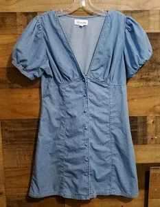 Mini Vestido Babydoll Denim Rosa Celebrity RE Generation Abotonado Y2K De Colección? Talla L - Imagen 1 de 10