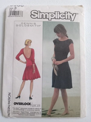 Simplicity Pattern 8588 Misses Easy Slim-fitting Scoop-Back Dress 8 UNCUT 1988 - Image 1 of 4