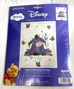 Disney Eeyore & Schmetterlinge Geburtsanzeige gezählt Kreuzstich Set #1133-92 - Bild 1 von 4