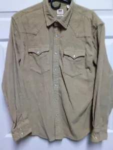 NEW Levis Shirt Men XL Brown TAN Corduroy Western Pearl Snap Cowboy Long Sleeve - Picture 1 of 4