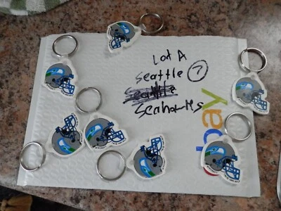 Seattle Seahawks Keychain lot (7)  NEW VTG 1993 Lot A 90's rubber key rings - Image 1 of 4