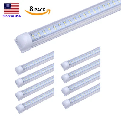 JOMITOP 8FT T8 LED Tube Light 72W 6000K Linkable Shop Light Fixture Garage Bulb 8Pack