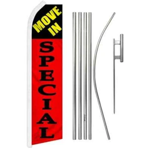Move In Special Swooper Advertising Flag & Pole Kit (RED) - Picture 1 of 9