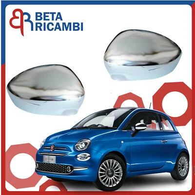 Calotte Cromate Fiat 500 C Abarth Calotta Lucida Specchio Retrovisore           - Immagine 1 di 4