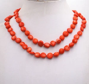 Nuevo Collar 6x10mm Naranja Rojo Coral Forma Libre Cuentas Sueltas 50" AAA - Imagen 1 de 2