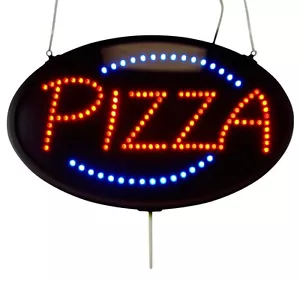 Letrero LED ultra brillante PIZZA pantalla ovalada grande 23"" x 14"" uso en interiores - Imagen 1 de 1