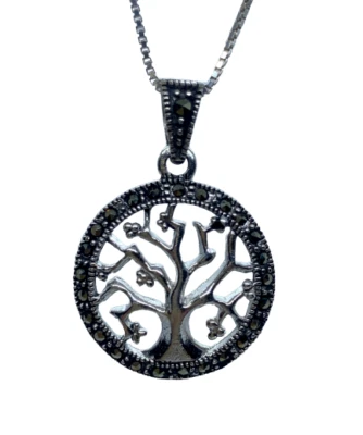 Tree of Life Pendant Necklace with Marcasite Stones A Timeless Symbol of Growth - Image 1 of 4