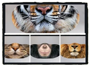 Face Mask / Mouth Cover ANIMAL DESIGNS Reusable WASHABLE UK Seller - Picture 1 of 9