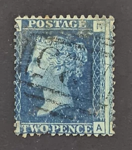 1858-79 GB USED ABROAD - A25 Cancelled QV 2d Blue, SG 47, Pl.13, Pos.(N-A), - Picture 1 of 5