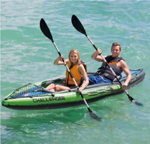 NUOVO Durevole Kayak Gonfiabile Alluminio Pompa Remi Fiume Lago Vedi Sport Oceano - Foto 1 di 9