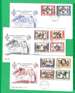 VATICAN CITY ~ CORPORAL WORKS OF MERCY FULL SET ON 3 FDC'S ~ 8th NOV 1960 - Picture 1 of 1