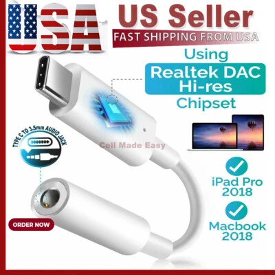 USB Type C to 3.5mm AUX Headphone Adapter For S8 S8+ S9 S9+ Note 10 10+ Pixel - Image 1 of 4