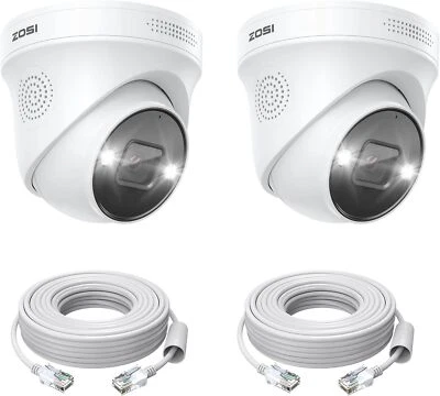 ZOSI Add On 2PK 5MP Security PoE IP Dome Camera 2-Way Audio Human Vehicle Detect - Image 1 of 4