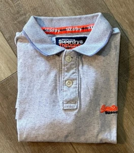 Men’s Superdry Blue Micro Stripe Orange Label Polo Shirt Size Small - Picture 1 of 8