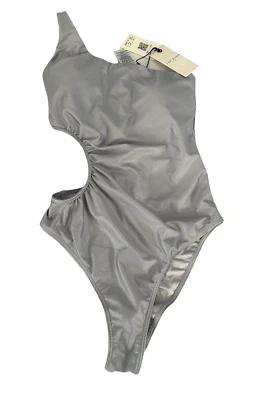TED BAKER London Size 1 Vanela One Shoulder Cutout One Piece Swimsuit Gray NWT - Image 1 of 4