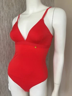 ELLE MACPHERSON Suave Tejido Transpirable Rojo Mono TALLA S ( GB 8-10) BNWT - Imagen 1 de 4