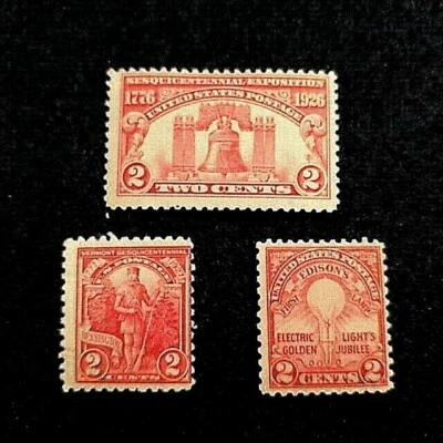 SCOTT # 627 ,643 & 654  -  SET OF THREE CLASSIC OLD STAMPS - OG  - HINGED - MINT - Image 1 of 2