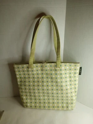 "Bolso de hombro Eddie Bauer verde salvia gris blanco lunares cierre mediano 12""" Foto 1 de 4