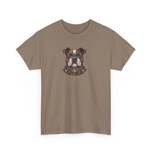 Bold Bulldog Premium Cotton Tee, Steampunk American Bulldog Graphic T-Shirt - Picture 1 of 17