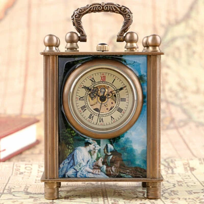 European Style Antique Painted Hand Winding Mechanical Desk Clocks Gift Box - Image 1 of 4