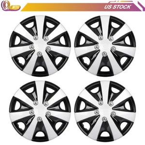 4 X 15" Wheel Hub Caps Black&Silver For All Makes Models Wheel Cover Kit Snap-On - Picture 1 of 12