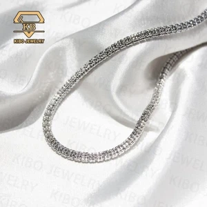 3.4mm Rhodium Diamond-Cut Ice Link Chain Sterling Silver 925 20inches - Picture 1 of 8