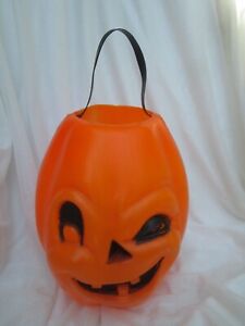  Bayshore BLOW MOLD  Halloween Pumpkin Bucket WINKING Jack O Lantern Pail 