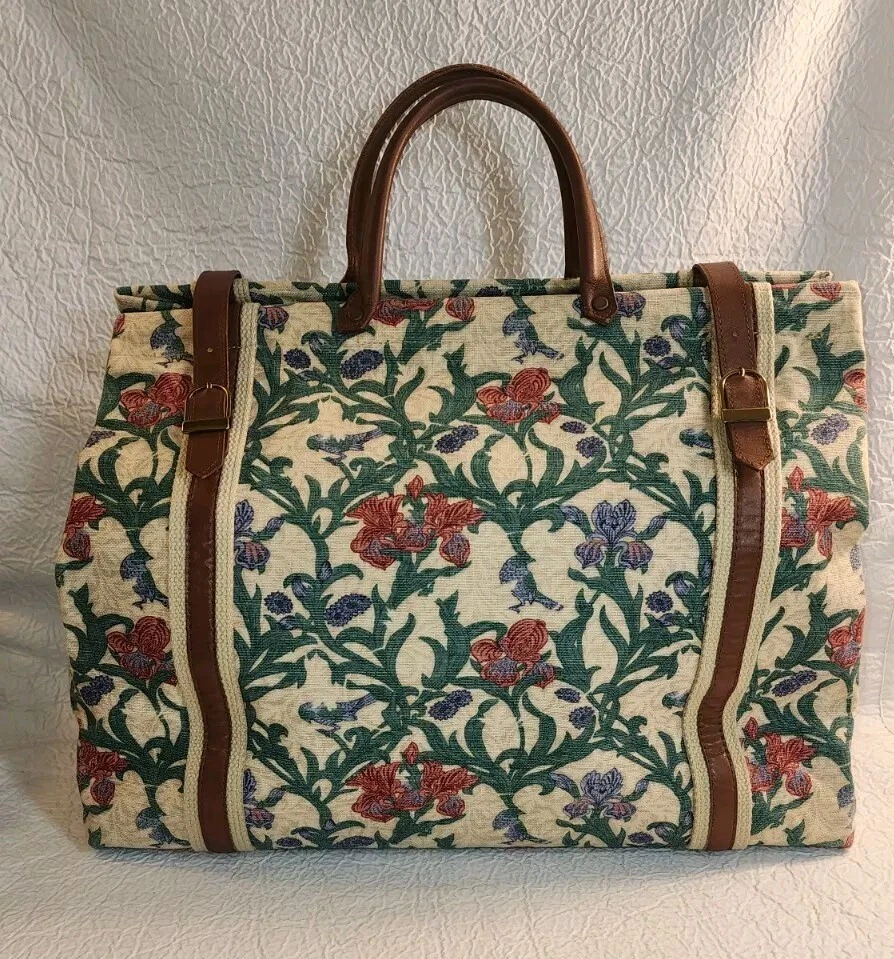 Bolso George Caspari Floral Lona Cuero COSER TEJIDO ALEMANIA OCCIDENTAL Foto 1 de 4