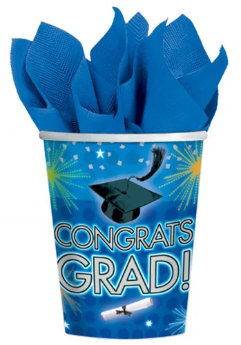 Congrats "GRAD!"  Graduation Party Paper Cups x 8 - Party Tableware - Image 1 of 1