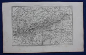 Original antique map, ALPS, NORTH ITALY, SOUTH GERMANY, TYROL, Duvotenay, 1859 - Picture 1 of 4