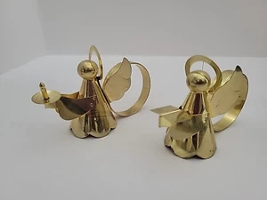 Vintage Angel Choir Napkin Rings Set Of 6 Brass - Singers Trumpets Cymbals - Picture 1 of 4