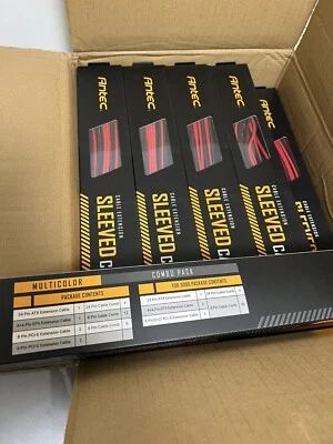 ***NEW Antec Sleeved Cable  -  Power Supply Cable Extension Kit  ( RED & Black ) - Image 1 of 4