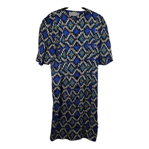Vintage Adrianna Papell Vintage 80s Pure SILK God's Eye Shirt Dress Midi Southwest S - Bild 1 von 8