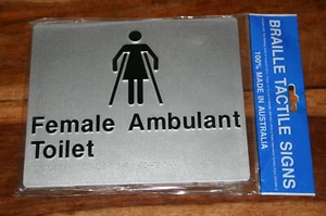 Tim The Sign Man Braille Tactile Signs – Female Ambulant Toilet, Silver, Q246550 - Picture 1 of 6
