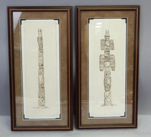 2 totem Jeanne Engisath stampa firmata Eagle Raven Spirit Juneau Alaska Inuit - Foto 1 di 7