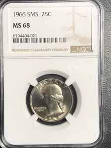 1966 MS68 Washington Quarter Philadelphia Mint NGC Certified Superb Gem/White - Picture 1 of 3