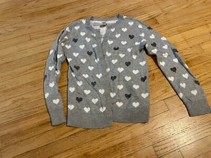 Oshkosh B’gosh Cardigan Grey And White Heart Button Up - Picture 1 of 4