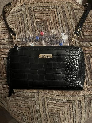 Nuevo Cartera Bandolera de Cuero NEGRO Buxton Foto 1 de 4