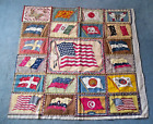 Rare vintage Flannel Flag Quilt Topper Tobacco Cigar Premiums 32x33" Embroidery