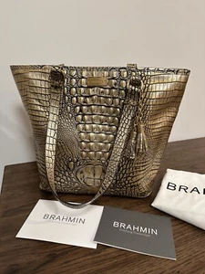 EUC Brahmin Asher filigrane Melbourne Schulter Handtasche gold/schwarz - Bild 1 von 8