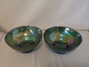 Blue Iridescent Bowl 7" Roscher Set Of 2 - Picture 1 of 10