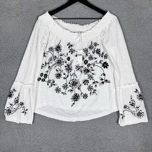 Anthropologie Annie Embroidered Off-The-Shoulder Blouse Floral Top Size Small - Picture 1 of 9