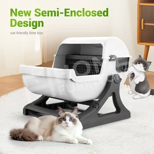 Cat Kitty Litter Box Tray Hooded Semi Automatic Toilet Pet Furniture House Large - Picture 1 of 12