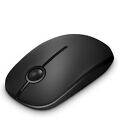Silent Wireless Mouse, 2.4G Slim Travel Mouse with USB Receiver, MODEL V8 BLACK 