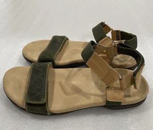 Spenco Tamara Snake Embossed Women's Adjustable Sandal Olive Green Size 8 EUC - Picture 1 of 11