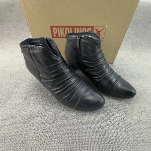 Pikolinos Shoes Women's EU 39 US 8 Black Leather Ankle Boot Wedge Bootie - Picture 1 of 18