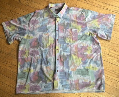 Camisa Hawaiana Indygo Smith Mezcla Algodón Para Hombres Acuarela Manga Corta 2XL Nueva Foto 1 de 4