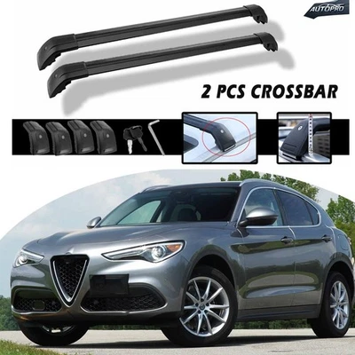 Barra transversal de 2 piezas para equipaje de carga portaequipajes de techo bloqueable para Alfa Romeo Stelvio 2017-2025 Foto 1 de 4